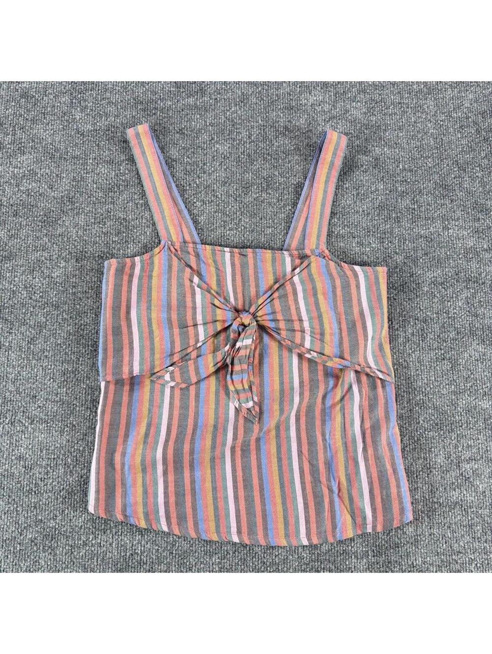 Madewell‎ Striped Tie-Front Sleeveless Top 00 - Spring, Summer, Colorful, Casual